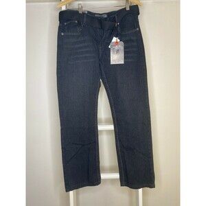 Royal Link Jeans Womens 32 x 30 Black Straight Leg Denim Embroidered Pocket New